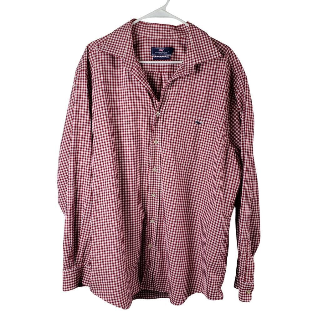 Vineyard Vines Red Plaid Classic Fit Tucker Shirt XL Long Sleeve Button Down